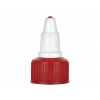20-410 Red-White Ribbed Twist Open Top PP Plastic Dispensing Bottle Cap-.120 in. Orifice-HS Liner 20-410 Red-White Ribbed Twist Open Top PP Plastic Dispensing Bottle Cap-.120 in. Orifice-HS Liner