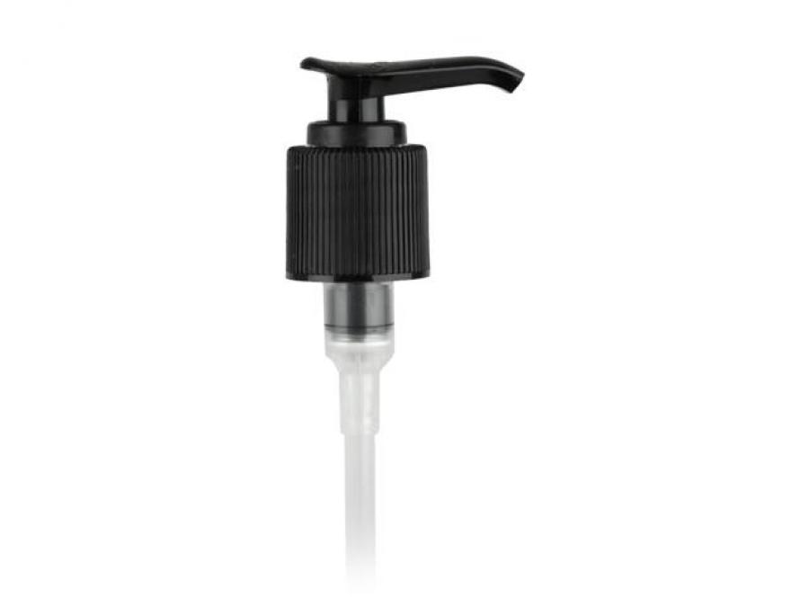 24-415 Black Ribbed Plastic Lotion Pump w/ Lock-Down Head, 2 cc Output & 9 in.dip tube (stock item)