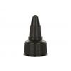 20-410 Black Ribbed Twist Open Top PP Plastic Dispensing Bottle Cap W/ .118 in. Orifice-Gasket