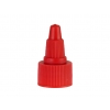 20-410 Red Ribbed Twist Open Top PP Plastic Dispensing Bottle Cap W/ .113 in. Orifice (Surplus)