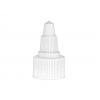 20-410 White Ribbed Twist Open Top PP Plastic Dispensing Bottle Cap-.118 in. Orifice-Gasket