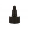 24-410 Black Ribbed Twist Open Dispensing Bottle Cap- .118 Orifice-Gasket