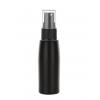 2 oz. Black 24-410 Tapered Round Opaque HDPE Plastic Bullet Bottle-FM Sprayer