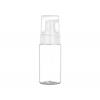 3.33 oz. Clear PET Cylinder Round (100ml) 43mm Plastic Bottle-White Foamer-Clear Hood