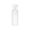 3.33 oz. White PET Cylinder Round (100ml) 43mm Opaque Glossy Plastic Bottle-White Foamer-Clear Hood