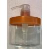 12 oz. Clear PET 89-400 Plastic (BPA Free) Single Wall Jar-Orange Lid-Natural Pump-4cc OP